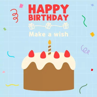 하늘색 팝 생일 케이크 축하