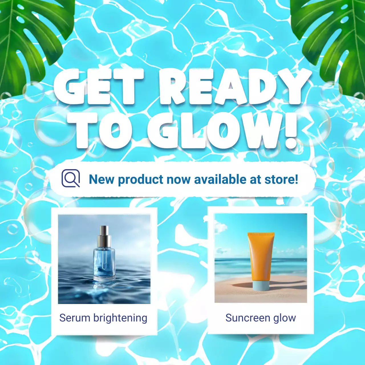 블루 모던 뷰티 케어 소셜 미디어 게시물