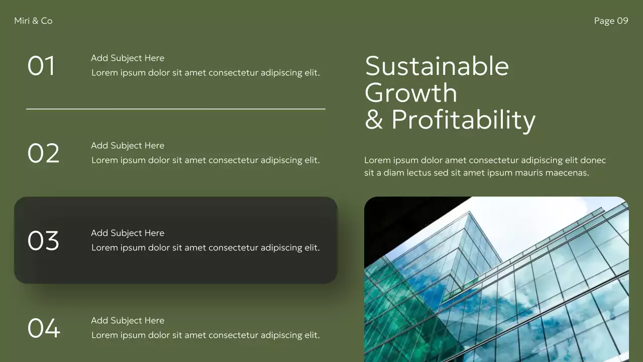 Green Modern Sustainability Initiatives Pitch Presentation