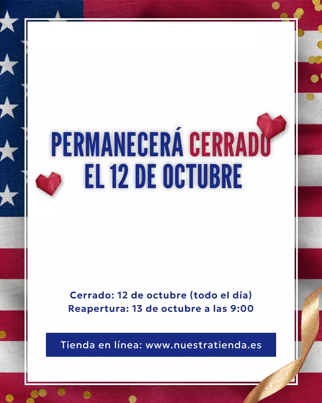 Publicación de Instagram del aviso festivo clásico rojo