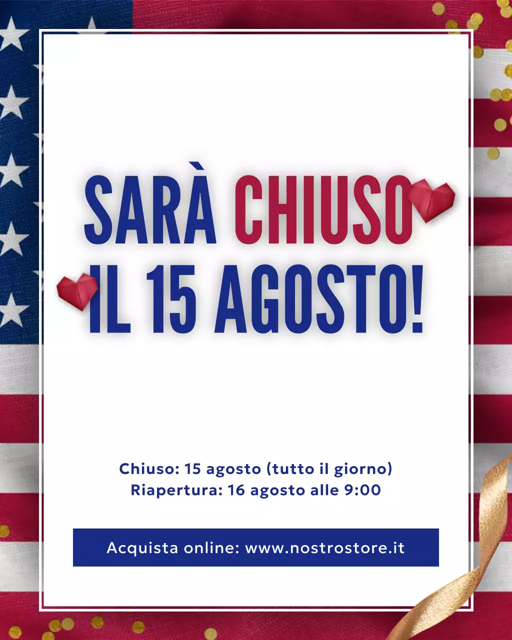 Avviso di festa classico rosso - Post su Instagram