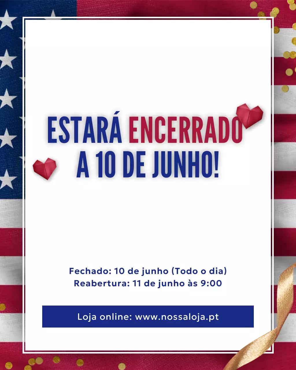 Postagem de aviso de feriado do Red Classic no Instagram