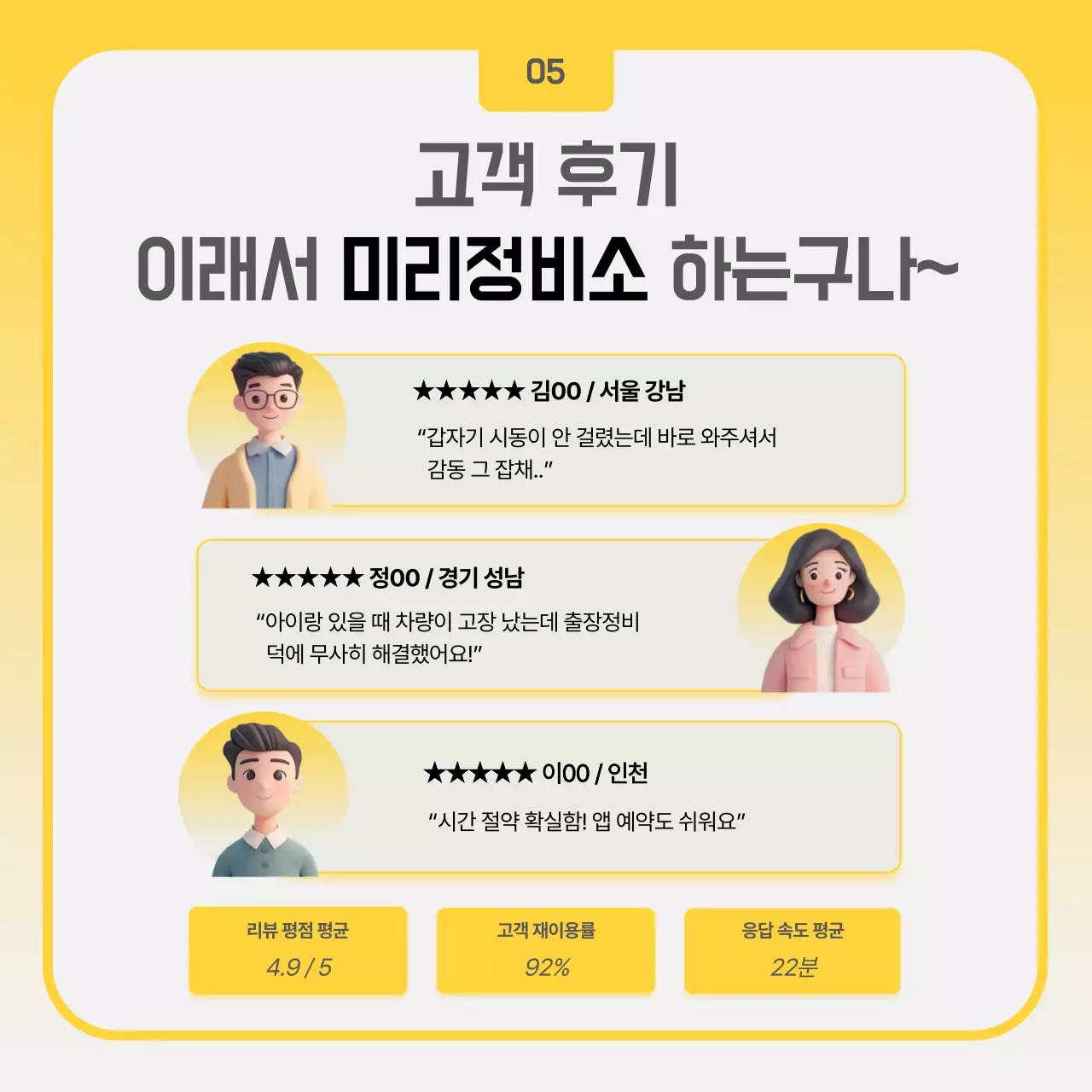 노랑 심플 자동차 서비스 홍보
