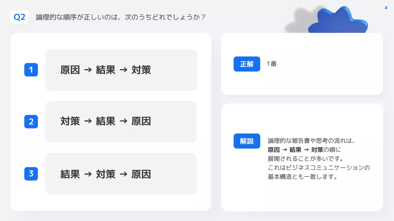 青 モダン クイズ プレゼンテーション