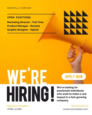 Yellow Bold Hiring Recruitment Instagram Post