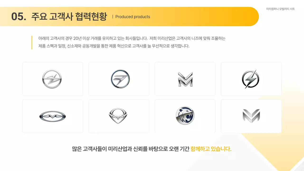 노랑의 심플한 자동차 업종 제안서