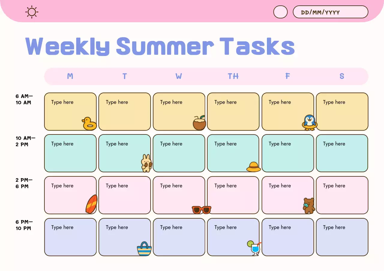 Pastel Cute Summer Planner Poster