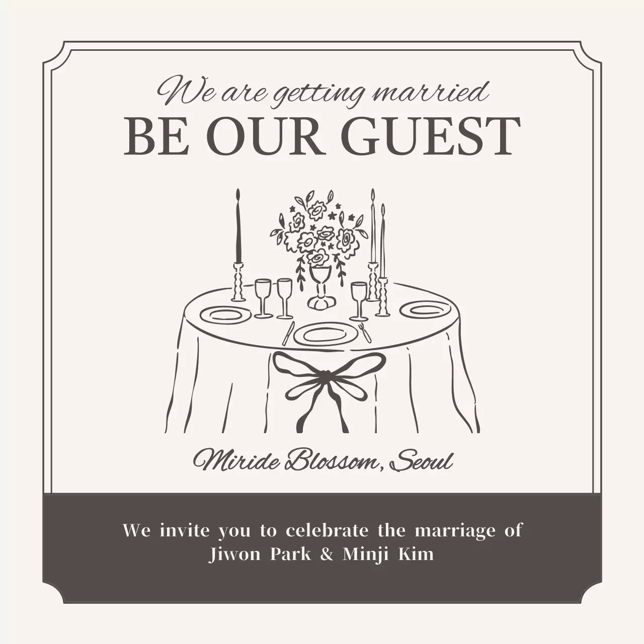 아이보리 클래식 결혼 초대장