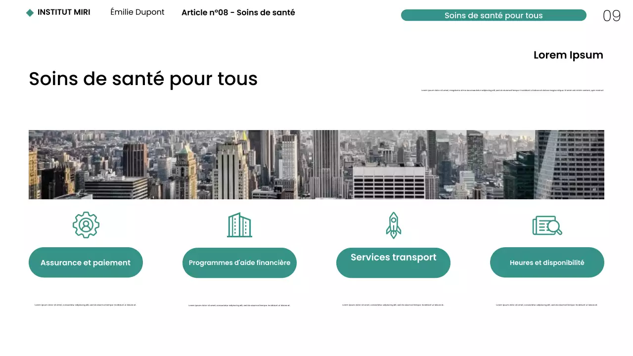 Présentation Web minimaliste et moderne sur les soins de santé à New York