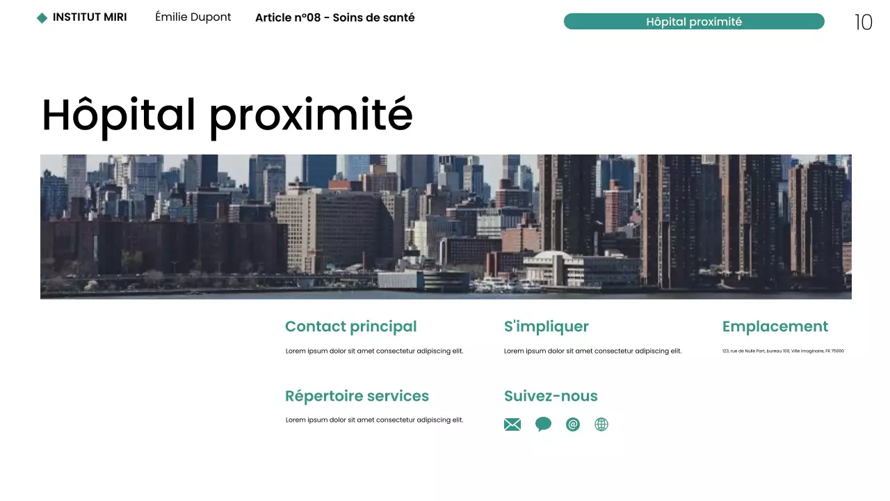 Présentation Web minimaliste et moderne sur les soins de santé à New York
