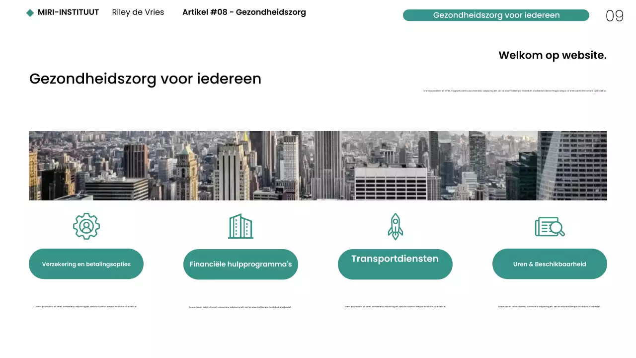 Moderne minimalistische gezondheidszorg NYC webpresentatie