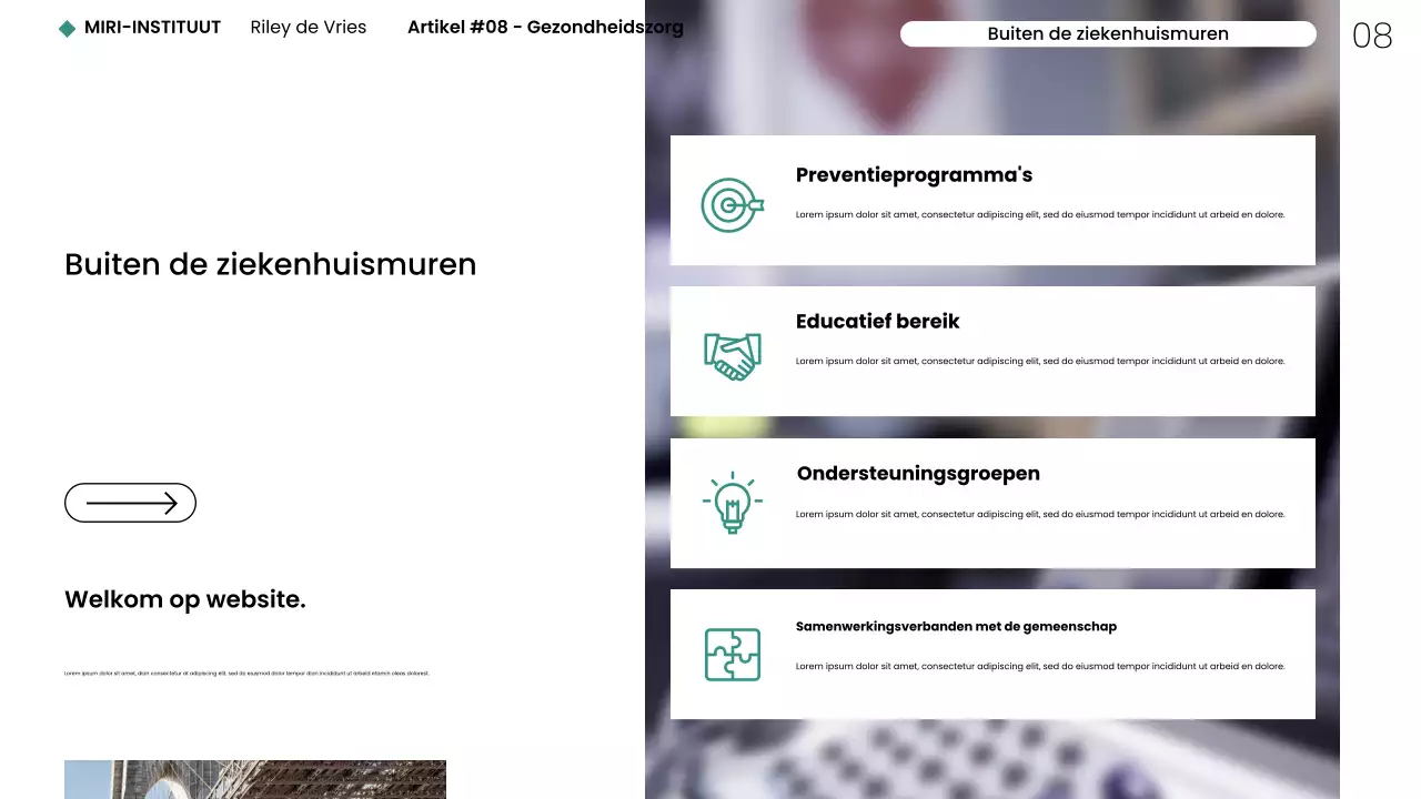 Moderne minimalistische gezondheidszorg NYC webpresentatie