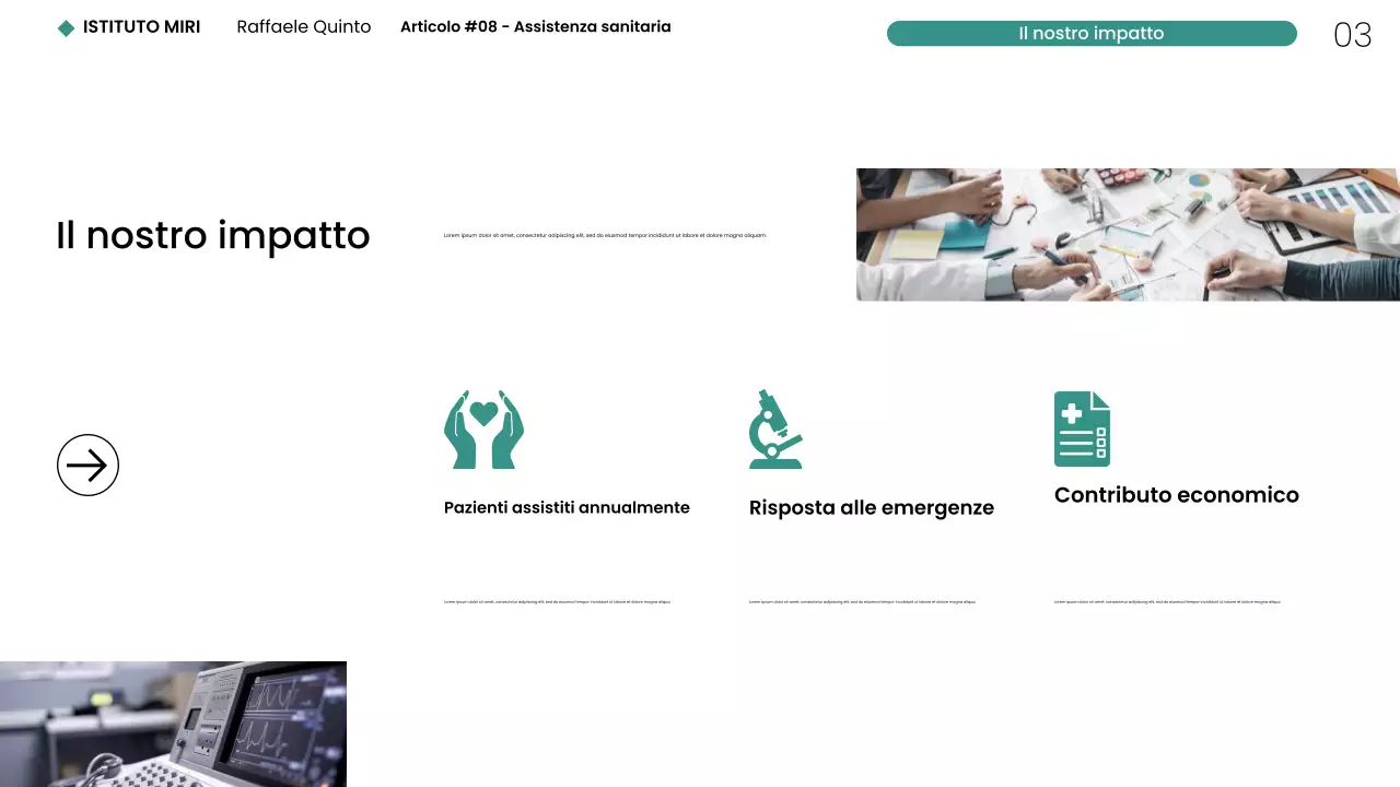 Presentazione web moderna e minimalista del settore sanitario di New York