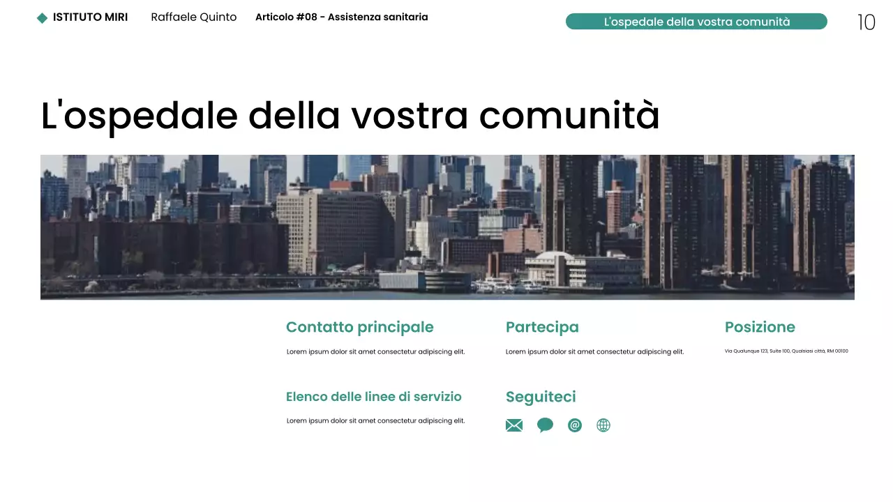 Presentazione web moderna e minimalista del settore sanitario di New York