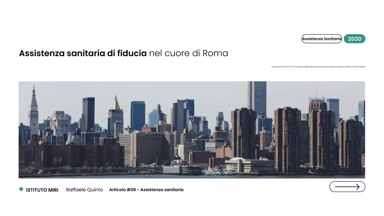 Presentazione web moderna e minimalista del settore sanitario di New York