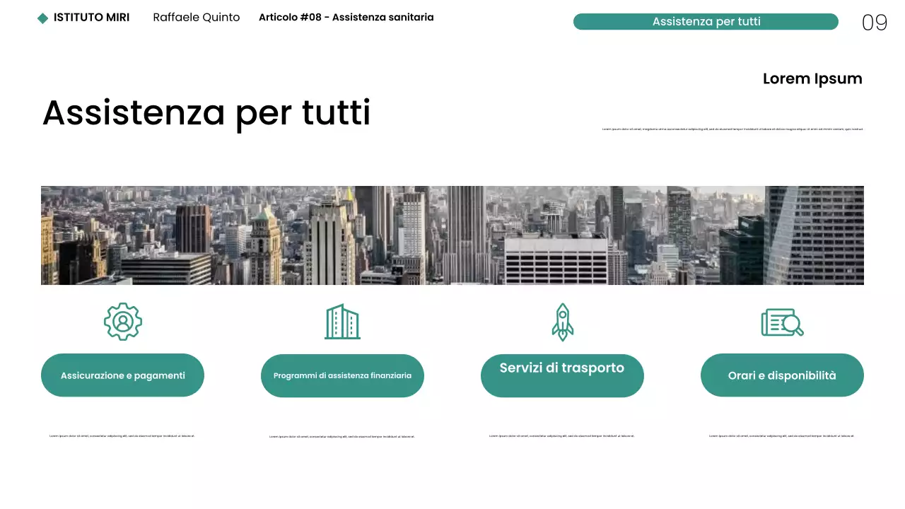 Presentazione web moderna e minimalista del settore sanitario di New York
