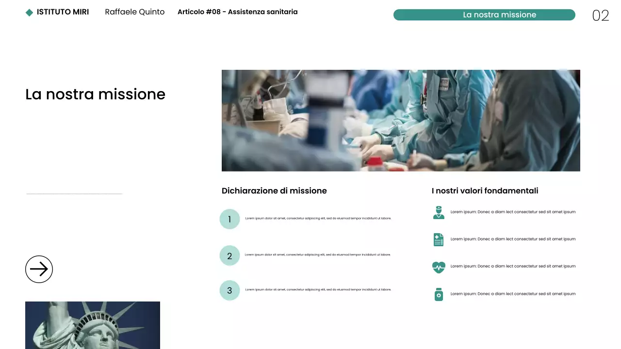 Presentazione web moderna e minimalista del settore sanitario di New York