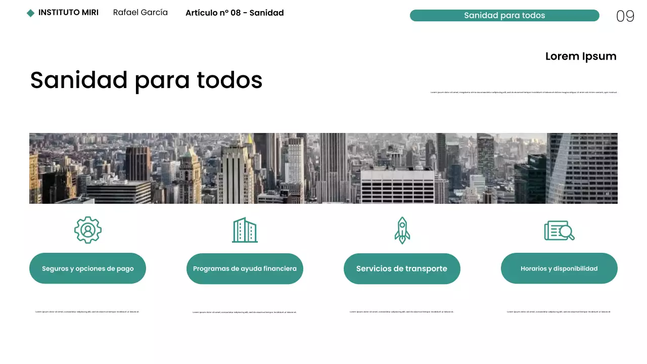 Presentación web de atención médica minimalista moderna en Nueva York