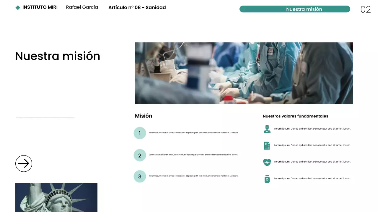 Presentación web de atención médica minimalista moderna en Nueva York