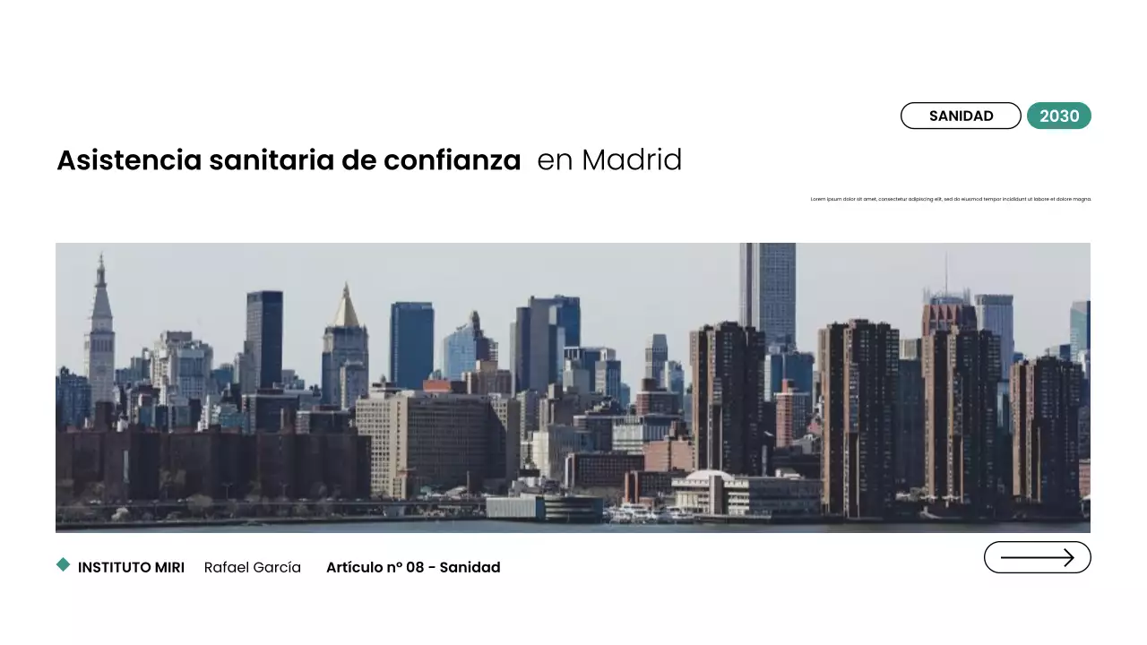 Presentación web de atención médica minimalista moderna en Nueva York