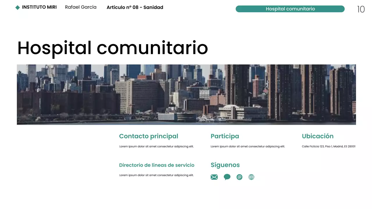 Presentación web de atención médica minimalista moderna en Nueva York