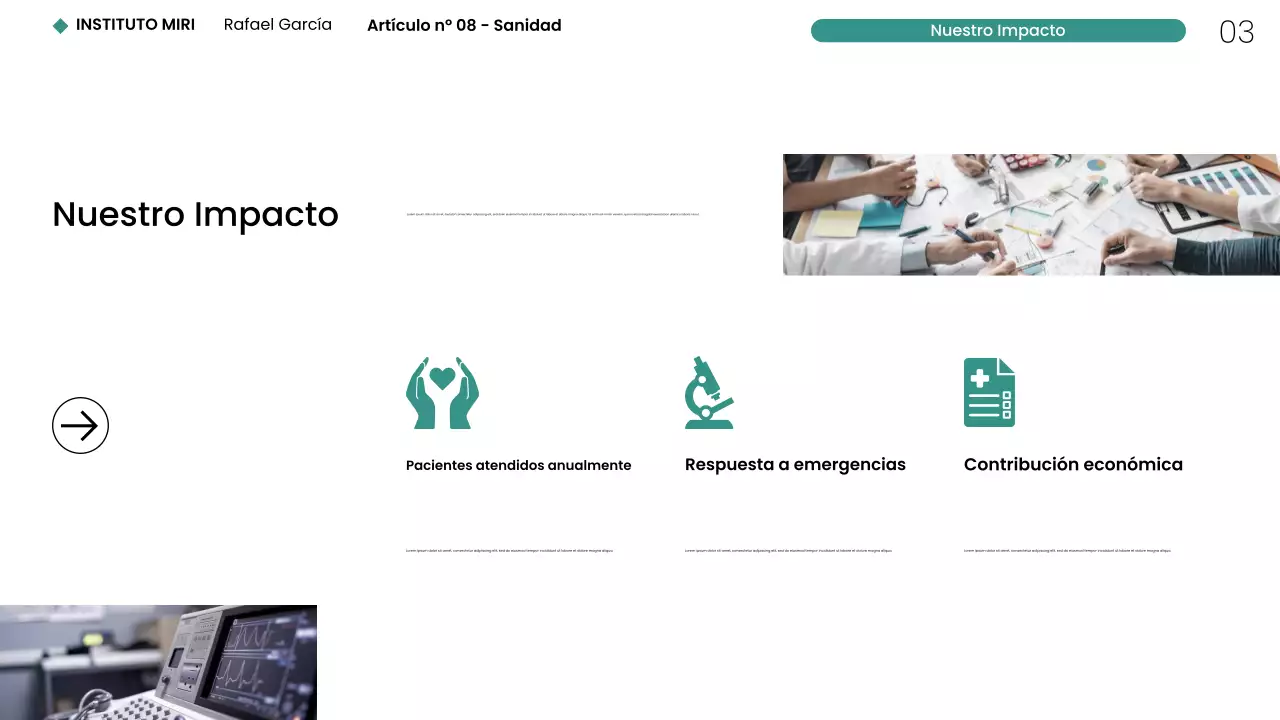 Presentación web de atención médica minimalista moderna en Nueva York