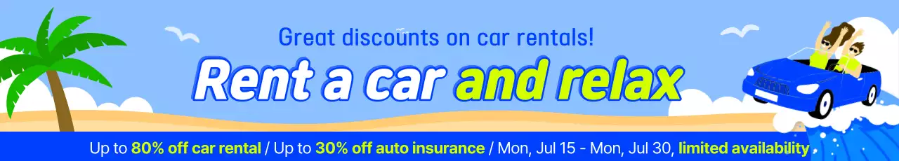 Anúncio de evento de aluguel de carro de longa duração em pop art azul-celeste e azul