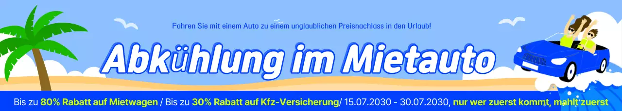Himmelblaue und blaue Pop-Art-Werbung für Langzeitmietwagen-Events