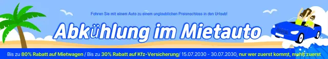 Himmelblaue und blaue Pop-Art-Werbung für Langzeitmietwagen-Events