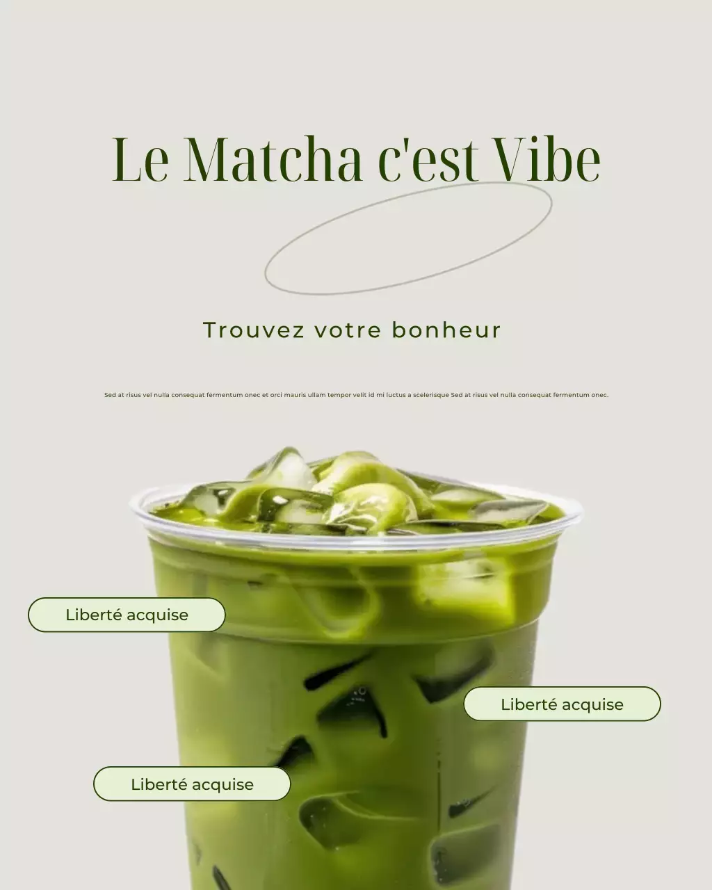 Publication Instagram sur la promotion de la boisson verte moderne Matcha