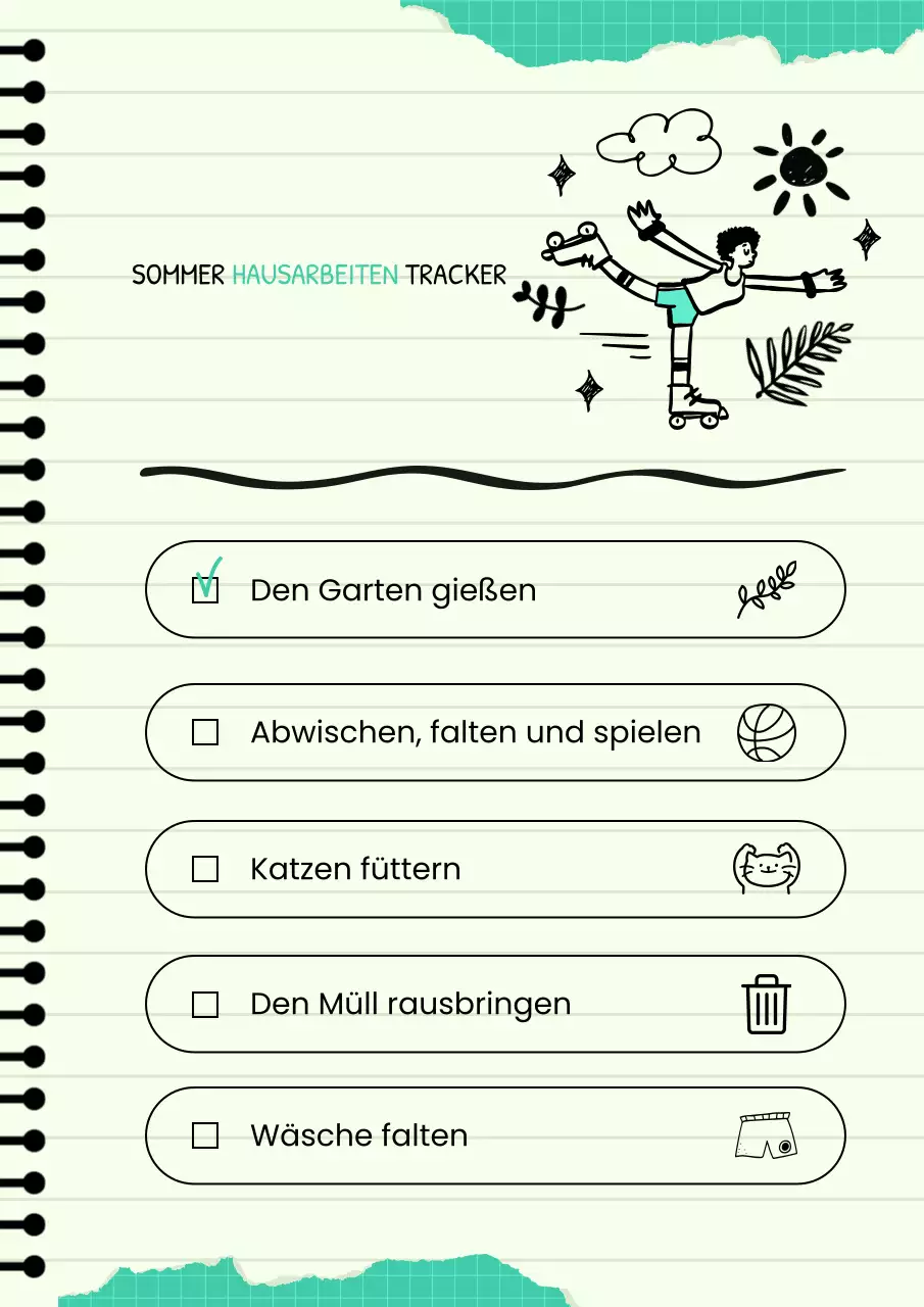 Mintfarbener verspielter Sommer-Aufgabenplaner Poster