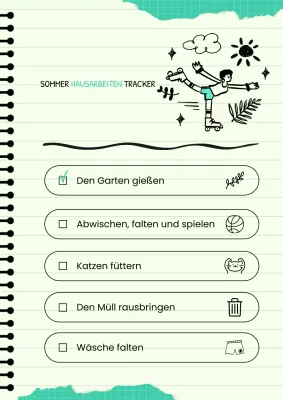 Mintfarbener verspielter Sommer-Aufgabenplaner Poster
