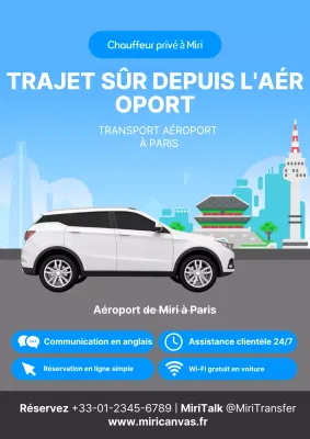 Publicité simple bleue et blanche pour accueillir les visiteurs étrangers à l'aéroport