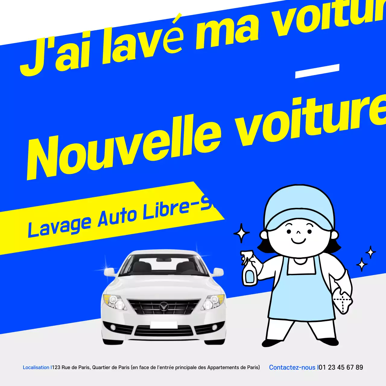 Publicité pour une voiture bleue moderne