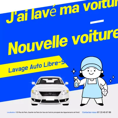 Publicité pour une voiture bleue moderne