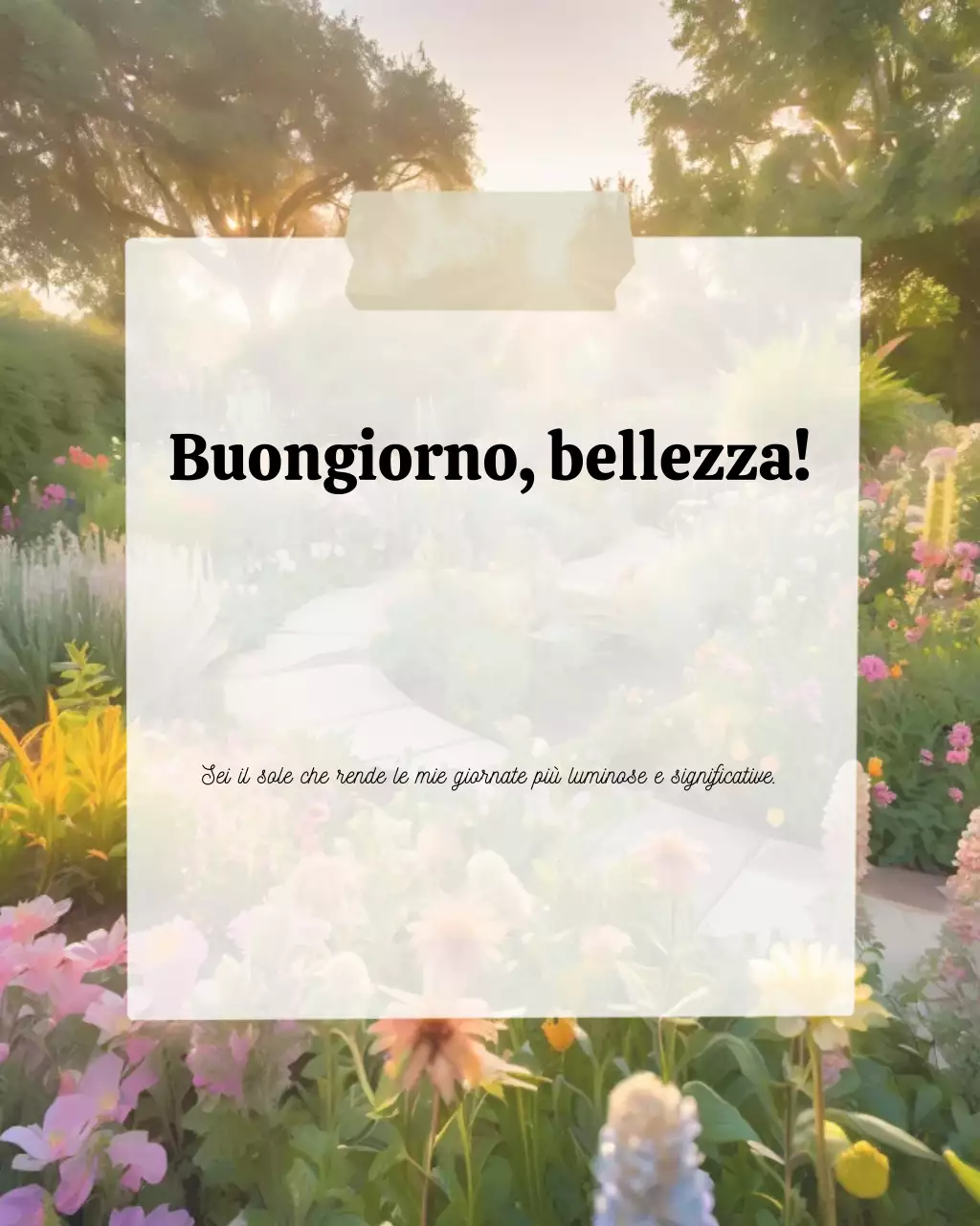 Post di Instagram con biglietto di auguri floreale giallo per il mattino