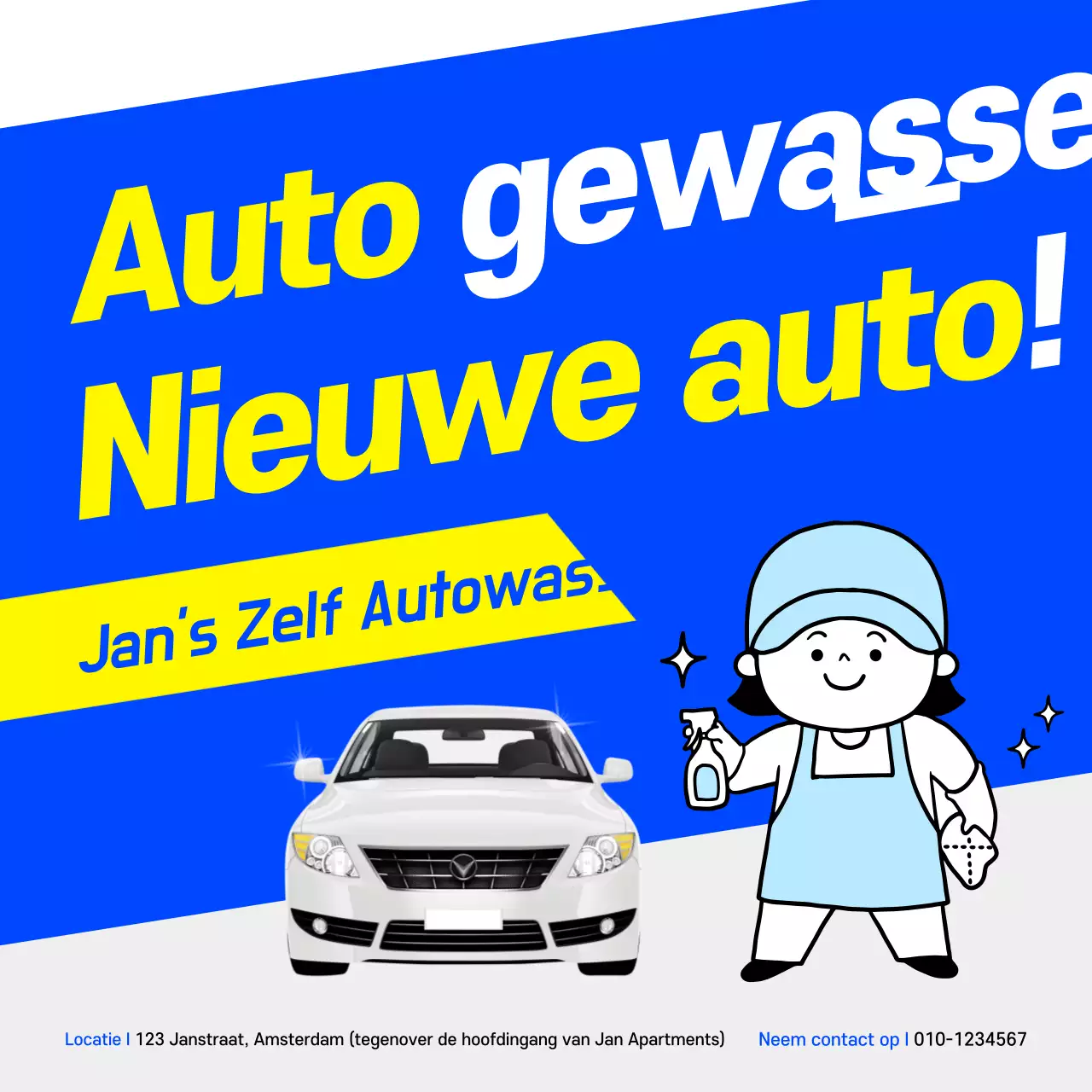 Blauwe moderne auto-advertentie
