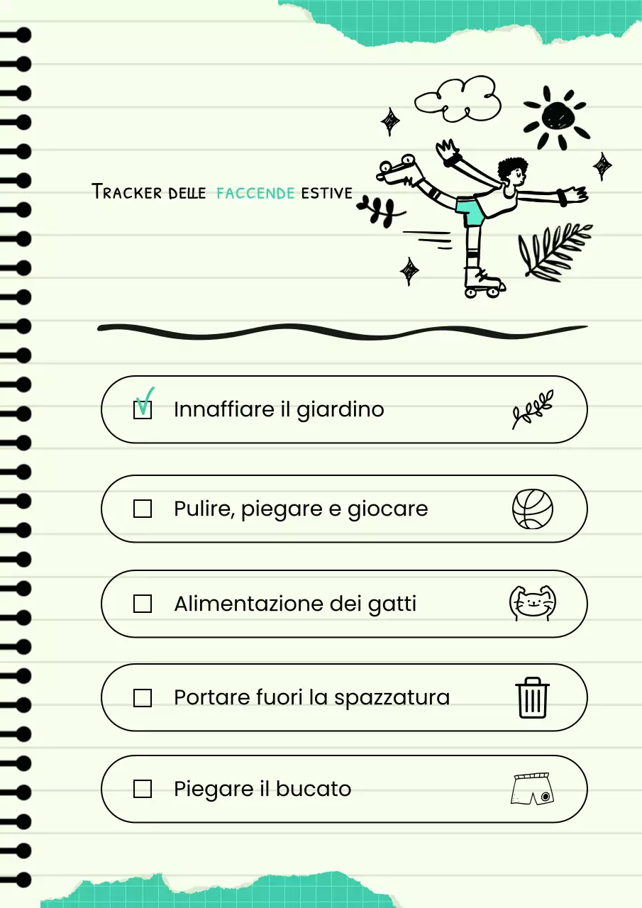 Poster per pianificare le faccende estive giocose di Mint