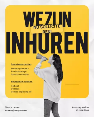 Geel en zwart gedurfde moderne vacature Instagram-bericht