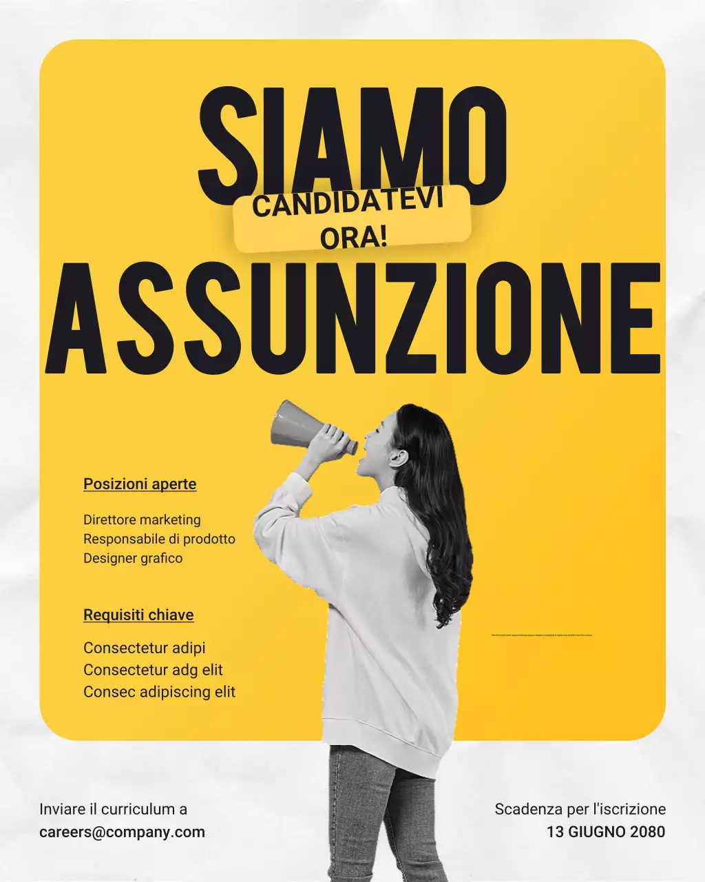 Post di Instagram per annunci di lavoro moderni e audaci in giallo e nero