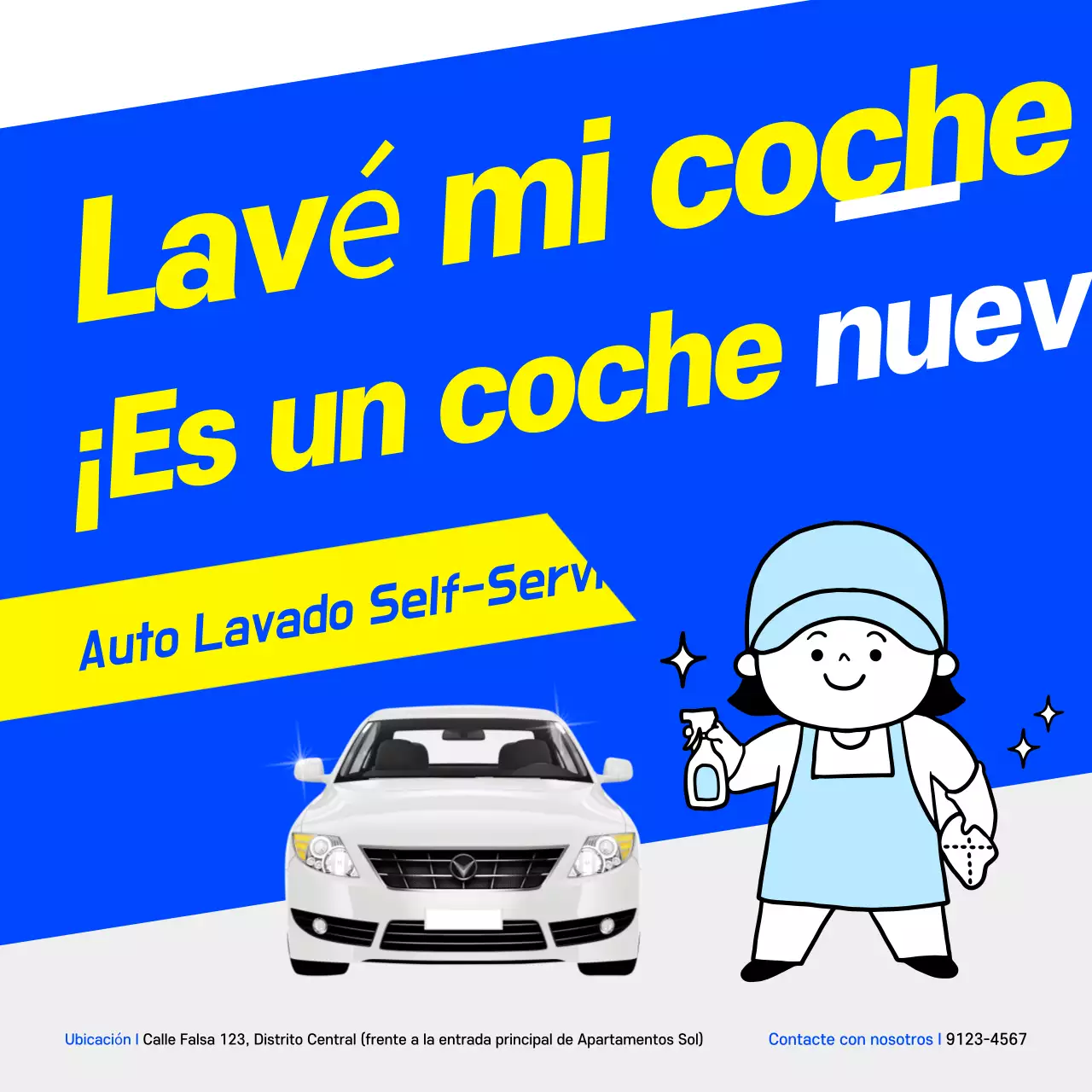 Anuncio de coche moderno azul