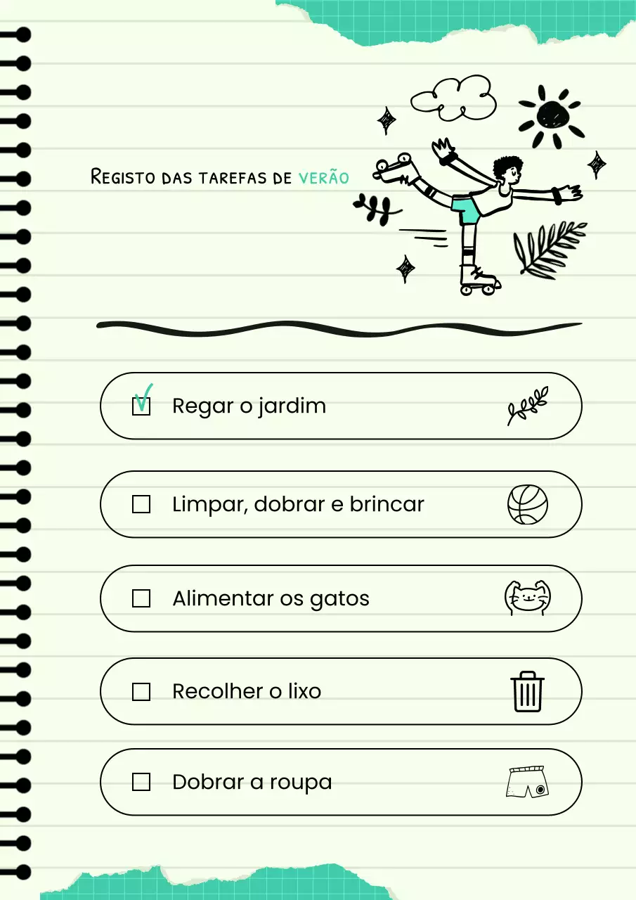 Pôster do Planejador de Tarefas de Verão Divertido da Mint