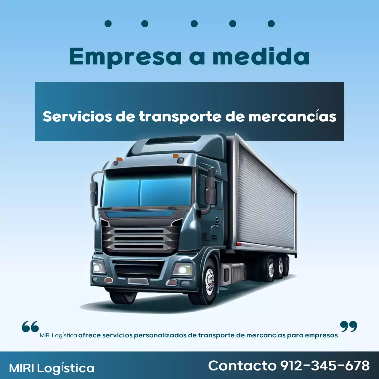 Publicidad de logística moderna azul cielo