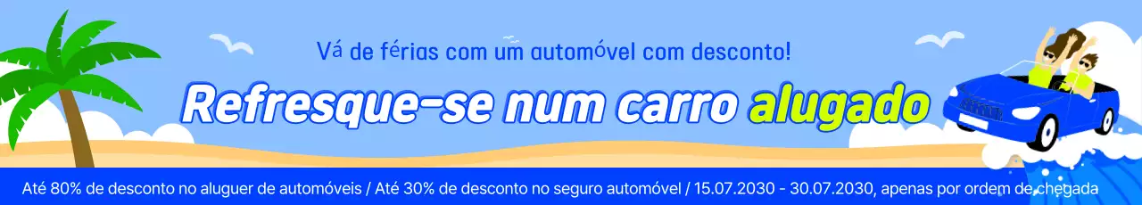 Anúncio de evento de aluguel de carro de longa duração em pop art azul-celeste e azul