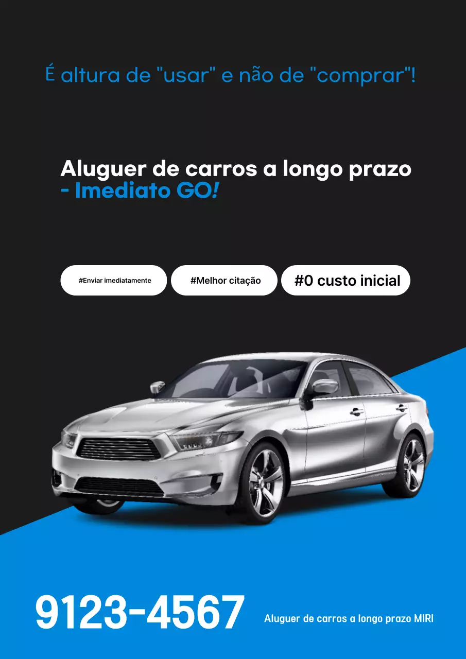 Carro alugado de longo prazo, preto e azul, limpo, disponível para entrega imediata