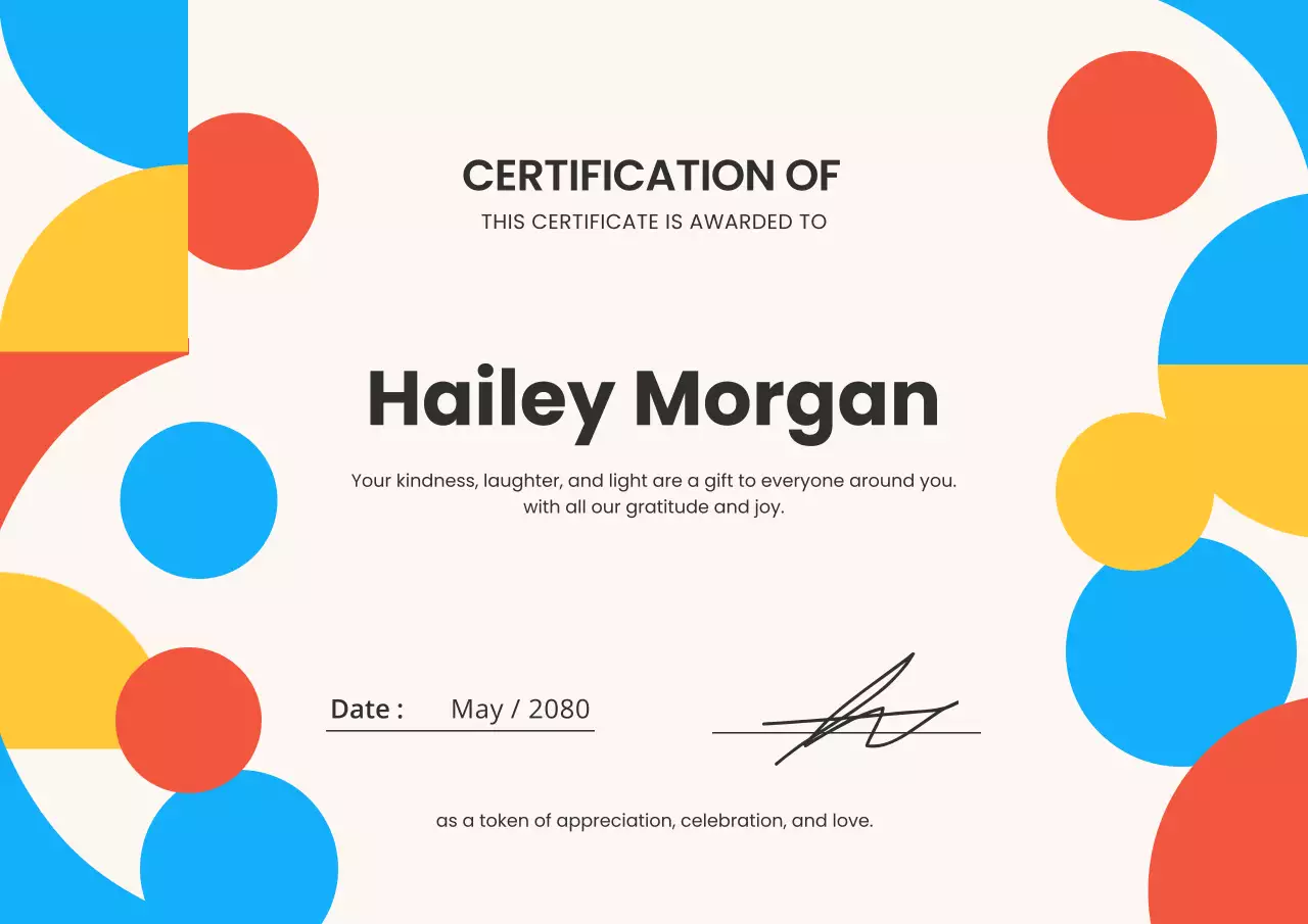 Colorful Modern Certificate Document Poster