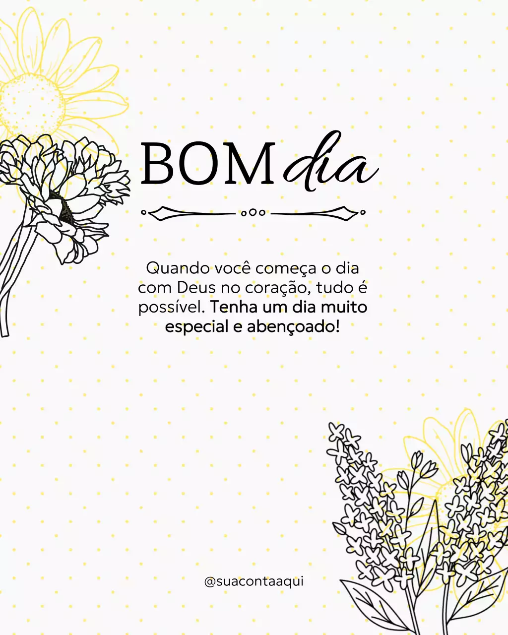 Postagem no Instagram de cartão de felicitações matinais com flores amarelas