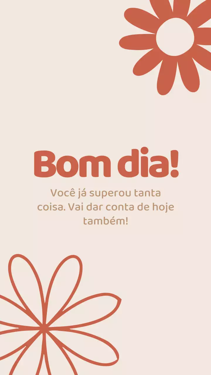 Postagem simples de bom dia floral bege e vermelho no Instagram