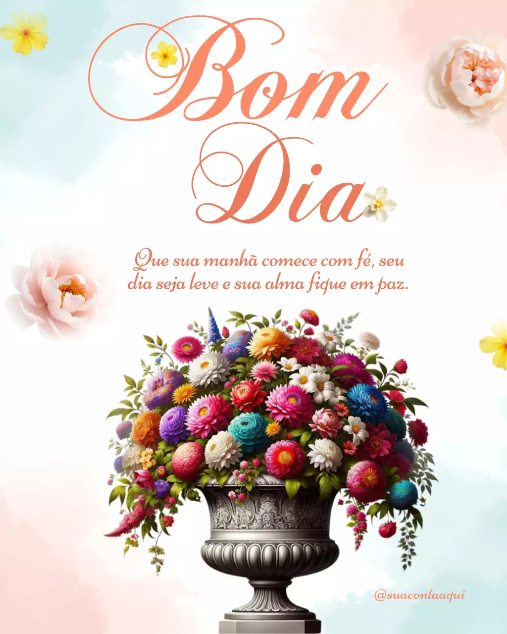 Postagem no Instagram com cartão de felicitações florais coloridos