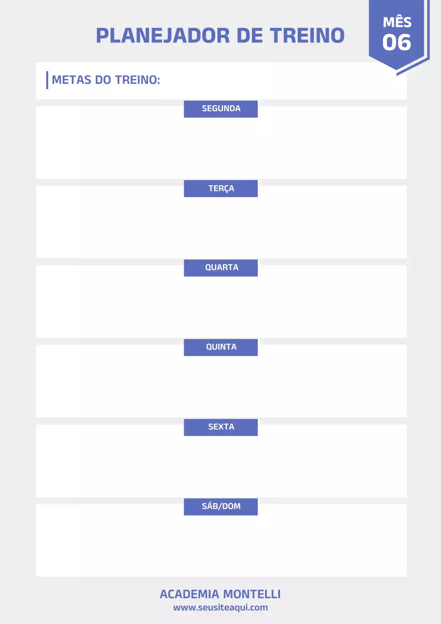 Cartaz da Web do Planejador de Fitness Minimalista Azul
